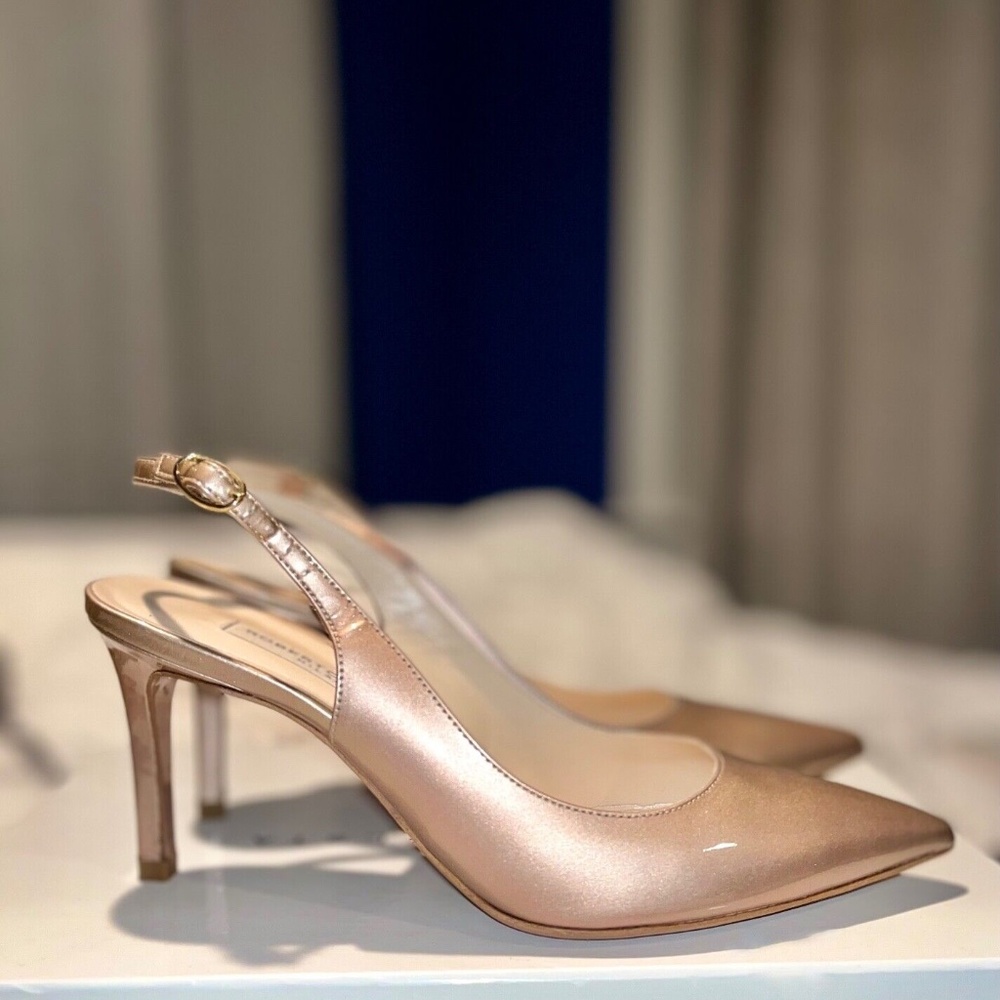 Roberto Festa Slingback Pump Heels Patent Leather Point Closed Toe Shoe 85001 37